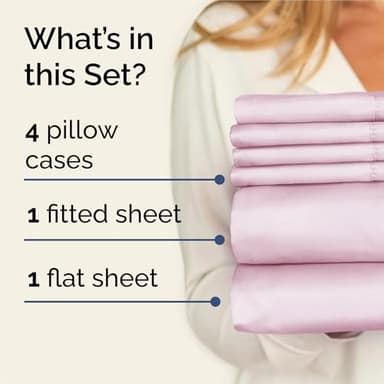 King 6 Piece Sheet Set - Comfy Breathable & Cooling - Ultra-Soft Hotel Luxury Bedding Set with 8-16 Inch Deep Pockets - 1 Flat & 1 Fitted Sheet & 4 Pillowcases - Wrinkle Free & Easy Care - Light Pink - Image 2