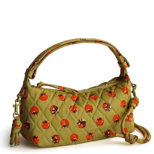 Vera Bradley Premium Cotton Roxbury Crescent Crossbody, Tiny Tomatoes Palm - Image 1