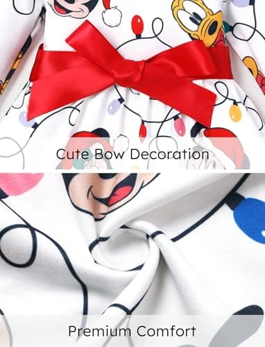 Disney Minnie Mouse Mickey Mouse Toddler Girl Dress Christmas Full Print Bow Tie Long-Sleeve Tutu Dresses Christmas Birthday Gift Red White 2T - Image 7