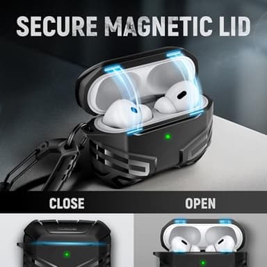 MOBOSI for AirPods Pro 2 Case, Compatible with Airpod Pro Case 2nd/1st Gen [Compatible with MagSafe], Military Grade Protective Cover with Cleaner Kit & Keychain for Men(2023/2022/2019), Black - Image 3