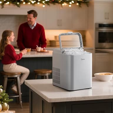 Midea MERI26B1AGY Ice Maker Countertop, 26lbs Portable Ice Maker, 8 Cubes Ready in 6 Mins, Self-Cleaning with Ice Basket and Scoop, 2 Sizes of Bullet Ice for Home, Camping, Office, Party - Image 7