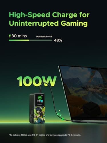 UGREEN Nexode Power Bank 20000mAh 130W Portable Charger 72Wh PD Fast Charging 3-Port USB C Battery Pack with TFT Smart Display for MacBook/iPad/iPhone 16/Samsung S24 and More Genshin Impact Edition - Image 3
