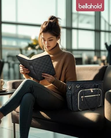 BellaHold Large Bible Bag with Bible Cover Case for Women, Church Bag with Shoulder Strap, Quilted Bible Cover for Bible Study Supplies, a Christian Gift for Women, Black - Image 2