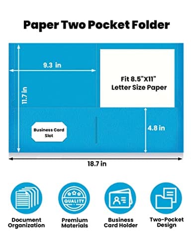 SUNEE Folders with Pockets(25 Pack, Assorted Colors), 2 Pocket Folders Fit Letter Size Paper, Paper File Folder for School Office Home Business - Image 2