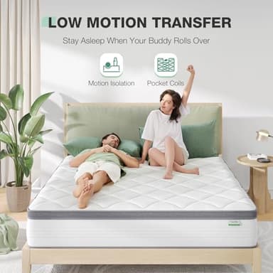 Novilla Full Mattress 10 Inch, Hybrid Full Mattress in a Box, Pocket Innerspring Pillow Top Mattresses for Motion Isolation, Mattresses Full Size Bed for Pressure & Pain Relief, Medium Firm Feel - Image 3