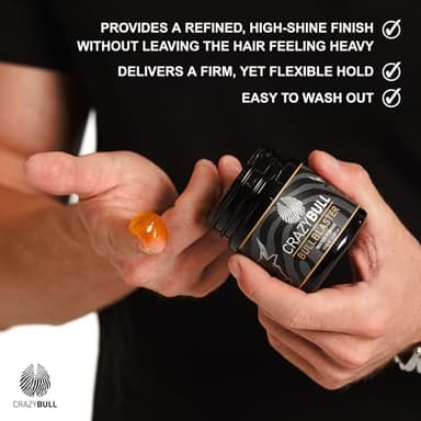 Crazy Bull Hair Bull Blaster Water Pomade - Strong Hold Pomade for Men - Water-Based Hair Styling Products - Vintage Cologne Scent - Vegan - 3.38 oz - Image 6