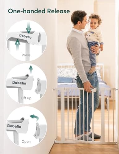 Babelio Baby Gate for Doorways and Stairs, 26''-40'' Auto Close Dog/Puppy Gate, Easy Install, Pressure Mounted, No Drilling, fits for Narrow and Wide Doorways, Safety Gate Door for Child and Pets - Image 6