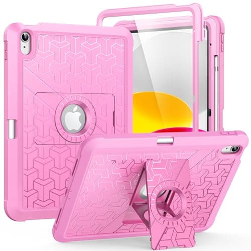 MoKo for iPad (A16) 11th/10th Generation Case 2025/2022, Heavy Duty Shockproof Dual Layer Full Body Protective Cover, Built-in Screen Protector and Kickstand for iPad 11/10.9 Inch, Flowers Pink - Image 1