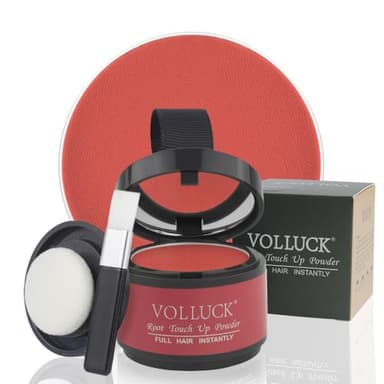 VOLLUCK Root Touch up Powder, Instant Hairline Powder for Thinning Areas and Gray Hair Coverage, Natural and Non-greasy Root Cover up for Women and Men (Red, 0.14 Ounce) - Image 1