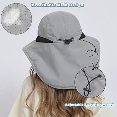 Outdoor Kids Sun Hat with Neck Flap UPF 50+ Qucik Dry Breathable Bucket Hats for Baby Boys Girls Safari Fishing Beach Hat Summer Adventure ArmyGreen Age 2-12 Years - Image 3