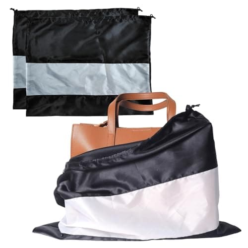 2 Pack Satin Dust Bags for Handbags with Clear Window. Silky Dust Cover for Handbag. Purse Storage Bags. Dustproof Drawstring Bag for Shoes and Boots. (Black, W23.6"xH19.6") - Image 1