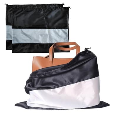 2 Pack Satin Dust Bags for Handbags with Clear Window. Silky Dust Cover for Handbag. Purse Storage Bags. Dustproof Drawstring Bag for Shoes and Boots. (Black, W23.6"xH19.6") - Image 1