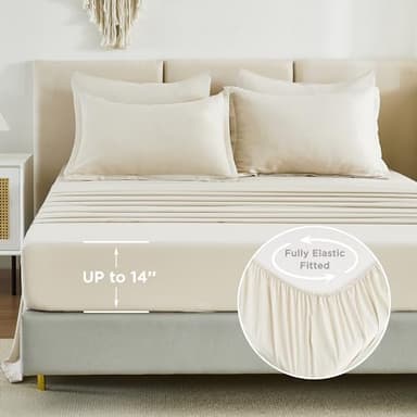 Litanika California King Comforter Set Beige - 7 Pieces Bed in a Bag Cal King Bedding Comforter Sets, Plain Lightweight Bed Set with Comforter, Sheets, Pillowcases & Shams - Image 5