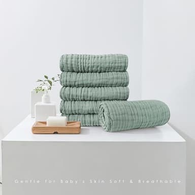 Spotted Play Muslin Burp Cloths 100% Cotton Large 20''x10'' Extra Soft and Absorbent Baby Wash Cloths Spit Up Rags - Baby Burping Cloth for Boys Girls Items(12 Pack Green) - Image 3