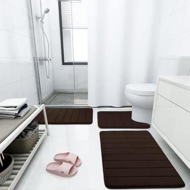 Buganda Memory Foam Bath Mat, 30" x 20", Ultra Soft and Non-Slip Bathroom Rugs, Water Absorbent and Machine Washable Bath Rug for Bathroom, Shower, and Tub, Brown - Image 8