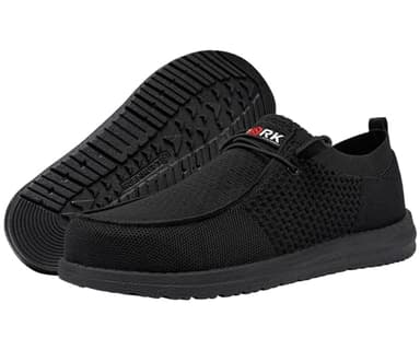 LARNMERN Steel Toe Loafers Women Slip On Shoes Lightweight Comfortable Lounging Walking Safety Work Flats Sneakers(6 Women, Black Women) - Image 3