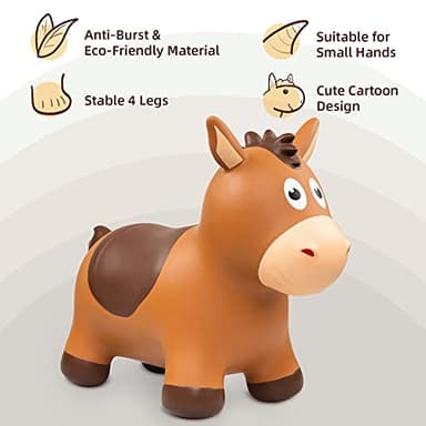 ZOOJOY Bouncy Horse Hopping Toys, Inflatable Animal Horse Toys for Toddlers 1-3, Outdoor Indoor Bounce and Ride On Bouncer for Boys Girls, Birthday Gifts for 18 Months 2 3 4 5 6 Year Old with Pump - Image 6