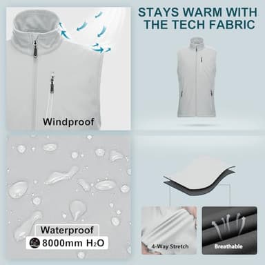 33,000ft Men's Windproof Lightweight Golf Vest Outerwear with Pockets, Softshell Sleeveless Jacket for Running Hiking Sports - Image 4