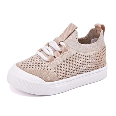 BMCiTYBM Baby Shoes Boys Girls Barefoot First Walking Shoes Breathable Mesh Walker Sneakers Tennis Outdoor Indoor Slip On 12-18 Months Toddler Camel Size 5 Toddler - Image 4