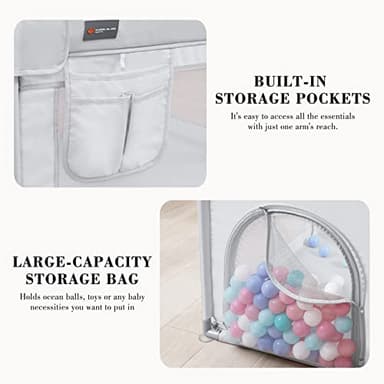 ANGELBLISS Baby Playpen, Large Baby Playard, Indoor & Outdoor Kids Activity Center with Anti-Slip Base, Sturdy Safety Play Yard with Breathable Mesh, Kid's Fence for Infants Toddlers (Grey, 50x50) - Image 4