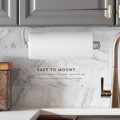 Kamenstein Perfect Tear Wall Mount Paper Towel Holder, Patented Design for One-Handed Use, Rounded Finial, 14-Inch, Brushed Silver Metal Finish - Image 6