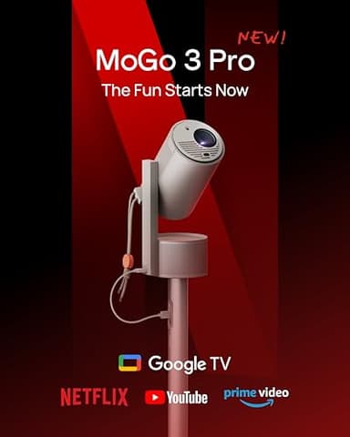 XGIMI MoGo 3 Pro NEW Outdoor Projector with PowerBase Stand, 2.5hrs Battery, Google TV with Licensed Netflix, Build-in Adjustable Stand, 450 ISO Lumens, ISA 2.0, 2 x 5W Harman Kardon - Image 3