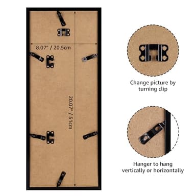 EYMPEU 4x6 Four Opening Picture Frame with Mat or 8x20 Frame without Mat, Black 4 Pciture Frame Collage for 4 x 6 Photo, Horizontal or Vertical Display for Wall, Black 4 Opening 1 Pack - Image 5