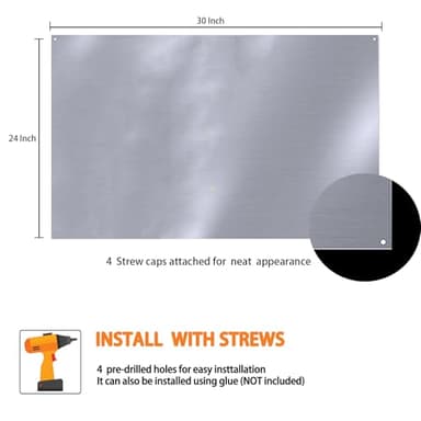 SHACO 24 x 30 Inch Stainless Steel Backsplash for Kitchen Wall, Range Hood Stove Backsplash Stainless Steel Protector, Metal Panel with Pre-drilled Hole, Microfiber Towel and Matching Screw - Image 5