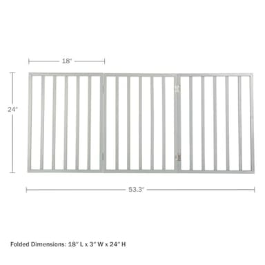Pet Gate - 3-Panel Indoor Foldable Dog Fence for Stairs, Hallways, or Doorways - 54x24-Inch Retractable Wood Freestanding Dog Gates by PETMAKER (Gray) - Image 8