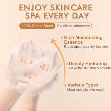 KONEUK 70 Pack Sheet Face Masks Skincare, Hydrating Face Masks Suitable for All Skin Types, Bulk Facial Mask Gifts Set for Women Skin Care, Home Skincare Spa for Sensitive Skin - Image 2