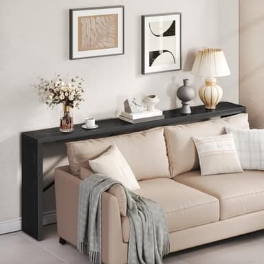 MAHANCRIS Console Table, 78.7" Long Sofa Table Behind Couch, Narrow Entryway Table, Farmhouse Dining Table with Angled Metal Frame, Industrial Console Table for Entryway, Black CTHB20801 - Image 4