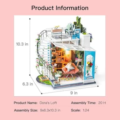 Rolife DIY Miniature House Kit Dora's Rooftop, Tiny House Kit for Adults to Build, Mini House Making Kit with Furnitures, Halloween/Christmas Decorations/Gifts for Family and Friends (Dora's Rooftop) - Image 8