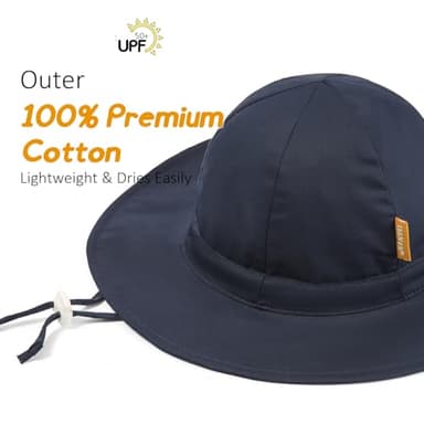 Baby Girl Sun Hat with UPF 50+ Outdoor Adjustable Toddler Beach Hat with Wide Brim Bucket Hats for Kids 6-24 Months Navy - Image 4
