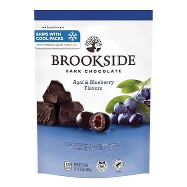 BROOKSIDE Dark Chocolate, Acai and Blueberry Flavored Snacking Chocolate Bag, 21 oz - Image 1