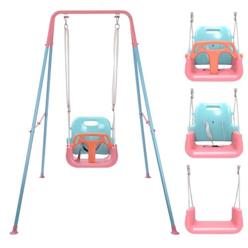 TALECO Gear Toddler Swing, 3-in-1 Swing Sets for Backyard, Baby Swing Outdoor/Indoor, Toddler Swing Set Suitable for Children 6 Months and Older (Pink) - Image 1