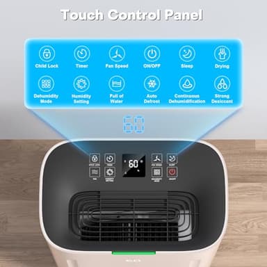 5000Sq.Ft Dehumidifier 50-80 pint for Basement and Home with Drain Hose and 1.71 Gal Water Tank, Humidity Control, 24H-Timer, Auto Defrost - Image 6