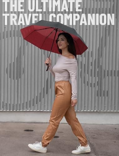 REPEL Windproof Travel Umbrella - Compact & Withstands Winds up to 85MPH , Strongest Premium Auto Folding Umbrella for Rain and Sun - Durable, Light & Portable for Women & Men , Fits Backpack & Cars - Image 8