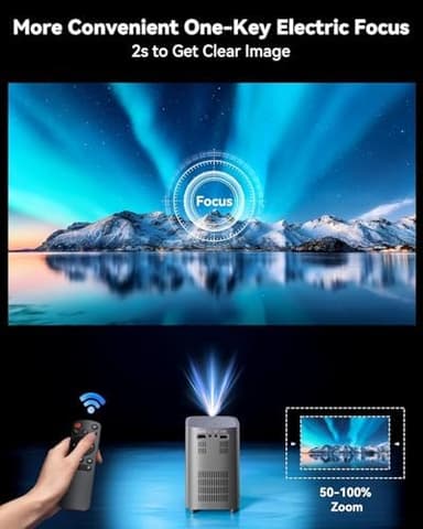 One-Button Focus] Projector with WiFi and Bluetooth, 4K Outdoor Projector with Carry Bag, Portable Movie Projector with Zoom Function, Home Theater Projector for Phone/TV Stick/PC - Image 4