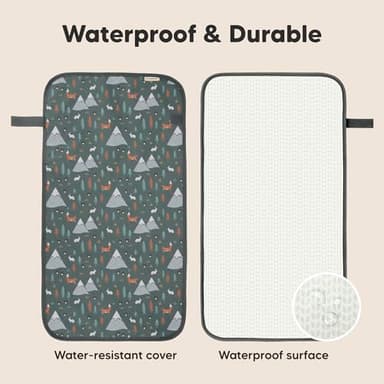 KeaBabies Portable Diaper Changing Pad, Easy Wipe Clean - Foldable Waterproof Baby Changing Mat for Diaper Bag, Compact, Lightweight, 25x13 Newborn, Infant, Baby Changer Travel Essential (Woods) - Image 4