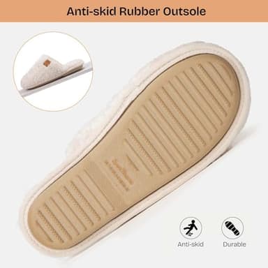 EverFoams Women's Fuzzy Slip-on Slippers Warm Cozy Soft Lightweight Memory Foam Indoor House Shoes Cream White, 9-10 US - Image 5