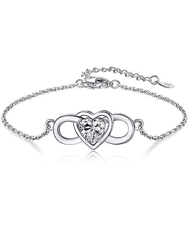 MomentWish Love Heart Bracelet, 1Carat Moissanite Bracelet for women, D Color VVS1 Moissanite 925 Sterling Silver Charm Bracelets - Image 1