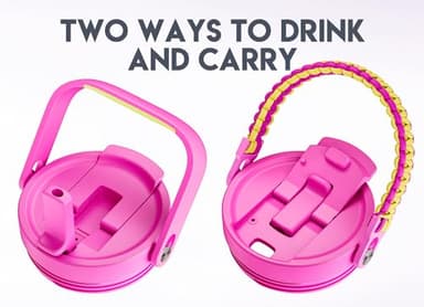 Meoky 32 oz Tumbler with Handle, Tumbler with Lid and Straw, Stainless Steel Travel Mug, 100% Leak Proof, Keeps Cold for 24 Hours, Fits in Car Cup Holder (Carnival) - Image 5