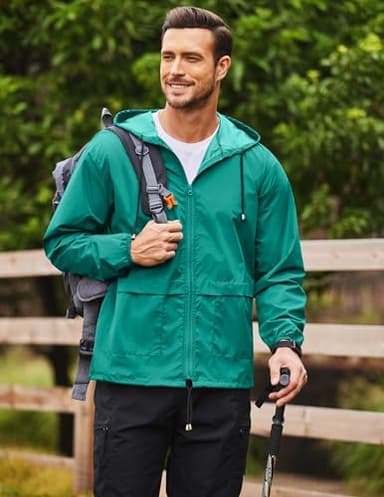 COOFANDY Raincoat for Men Cycling Packable Lightweight Hiking Rain Jacket - Image 3