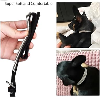 Black Bling Cat Collar, Rhinestone Dog Collars Girl Diamond Puppy Collar Female Sparkly Sparkle Jewelry Cute Adjustable for XXS XS Small Medium Boy Pet Kitten Princess, XX-Small - Image 4
