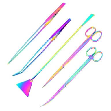 Mandala Crafts Rainbow Stainless Steel Aquascaping Tools Kit – Aquarium Plant Tools with Tweezers, Spatula, and Scissors for Fish Tanks, Hospital Tanks, Goldfish Bowls, Aquariums, and Terrariums - Image 1