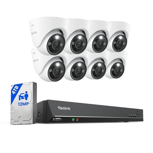 REOLINK 12MP PoE Security Camera System, 8pcs H.265 12MP Security Cameras, Person Vehicle Pet Detection, Two-Way Talk, Spotlights Color Night Vision, 16CH NVR with 4TB HDD, RLK16-1200D8-A - Image 1