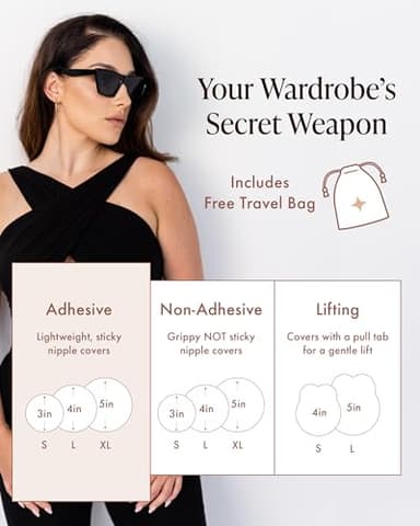 Bare Babe Reusable Silicone Nipple Covers - Waterproof, Nude, 4 Shades - Sticky Breast Stickers for Strapless Dress (Caramel, Large) - Image 2