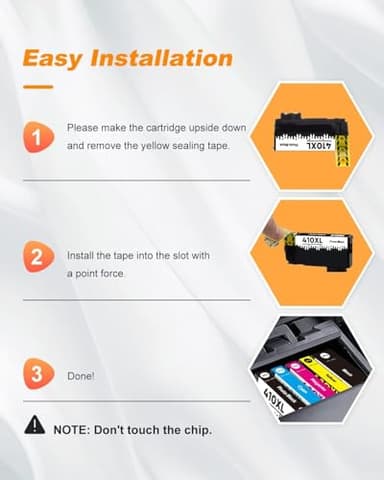 5 Pack 410XL Ink Cartridges for Epson 410 Ink Cartridges Combo Pack Remanufactured for Epson 410XL Works with Epson Expression XP-830 XP-7100 XP-640 XP-530 (Black, Cyan, Magenta, Yellow, Photo Black) - Image 6