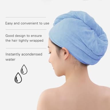 AGKXHDEC 2 Packs Single Layer Microfiber Hair Turbans - Drying Wrap for Women (Blue,Light Green) - Image 7