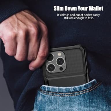 Nvollnoe Compatible with iPhone 16 Plus Case with Card Holder[Store 5 Cards] Dual Layer Heavy Duty Shockproof Wallet Case with Hidden Card Slot Large Storage Cover for Men&Women 6.7 inch(Black) - Image 6